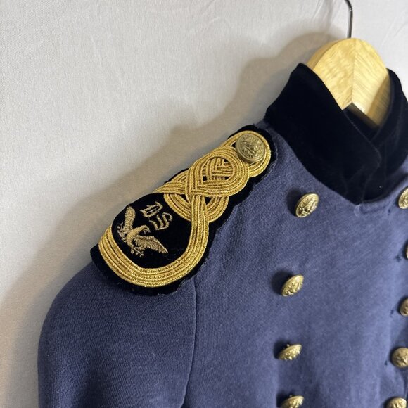 Vintage Denim & Supply Ralph Lauren Military Jacket Women’s XS Navy Gold Buttons - Picture 4 of 8